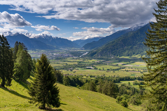view of the Rhine Valley near Landquart on a beautiful spring day