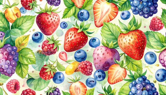 Watercolor Berries Pattern. (3)