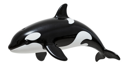 Glossy black and white orca whale figurine © Pablo
