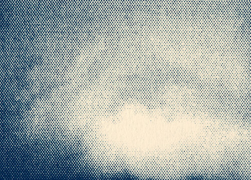 Blue halftone sky cloud macro print texture with copy space background