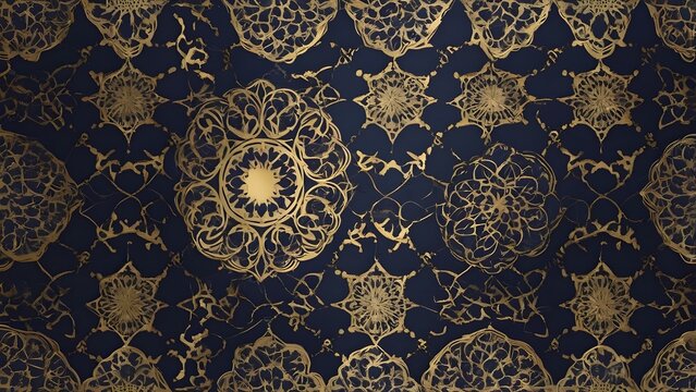 Islamic pattern navy gold luxury seamless background design