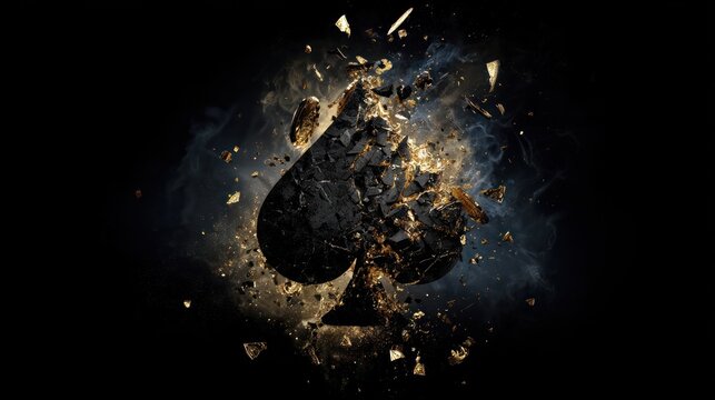 Explosive Ace of Spades Symbol with Fiery Debris.
