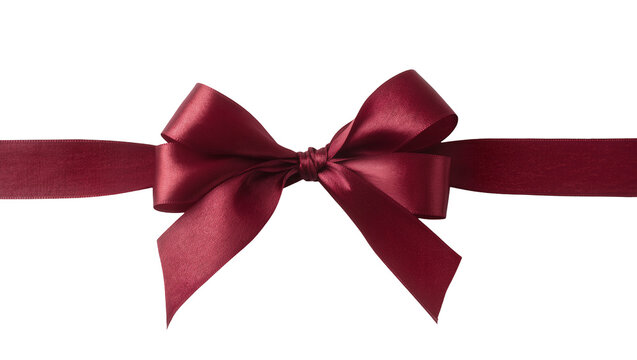 Satin ribbon bow deep red color, tied knot