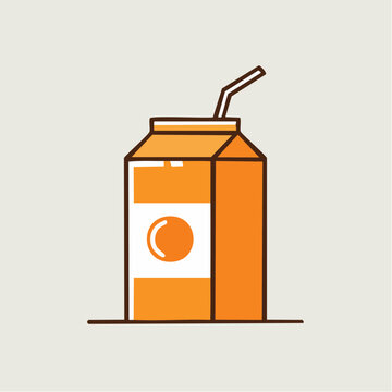 Orange juice carton with straw