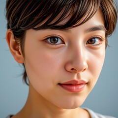 Fototapeta premium Confident Woman with Soft Lighting and Natural Expression
