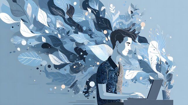 A man working remotely in a cool environment.