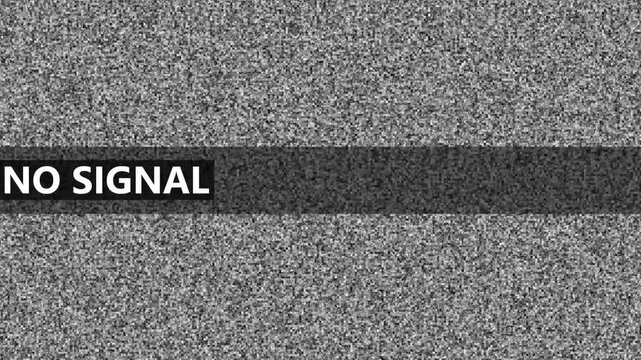 Tv no signal concept illustration with an black slider. Black and white screen noise and texture 4K Video