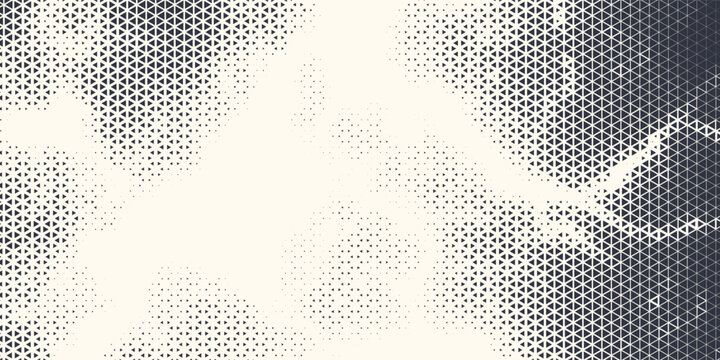 Triangle Shapes Vector Abstract Geometric Technology Background. Radial Composition Halftone Frame Triangular Retro Simple Pattern. Minimal Style Dynamic Tech Wallpaper