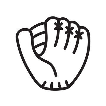 baseball mitt glove line icon, classic sports equipment icon for baseball game, training, competition, athletic design, and team branding- vector illustration