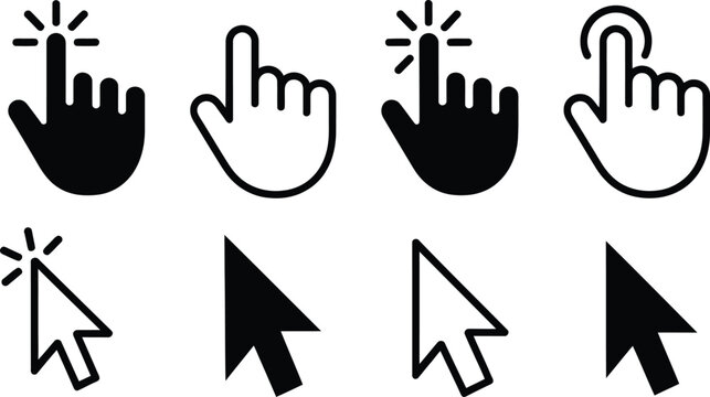 Hand gestures and mouse cursor icons set Vector