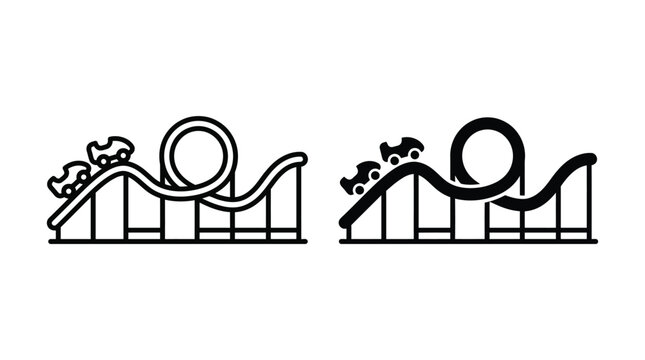 Roller coaster icon set, amusement park ride vector illustration
