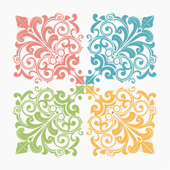 Fototapeta premium Four Colorful Swirl Ornaments
