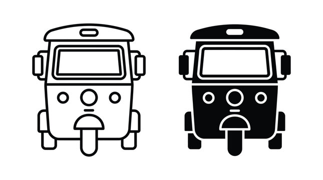 Tuk tuk icon set, auto rickshaw vector illustration, isolated on white background