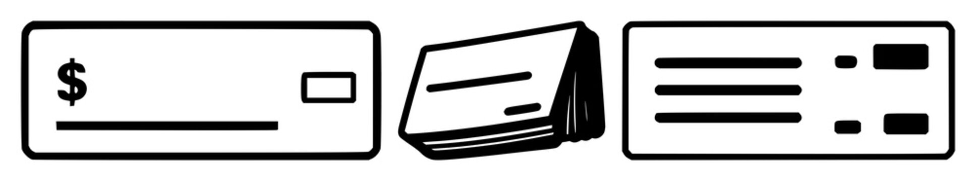 Payroll check icon set with solid black silhouette on white background featuring payroll, salary, check icon with finance and accounting
