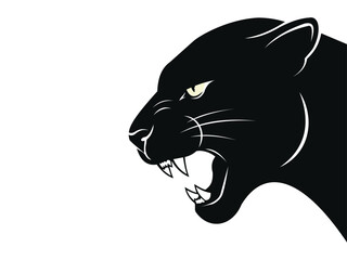A black panther head with mouth open and teeth showing © Dipu5359
