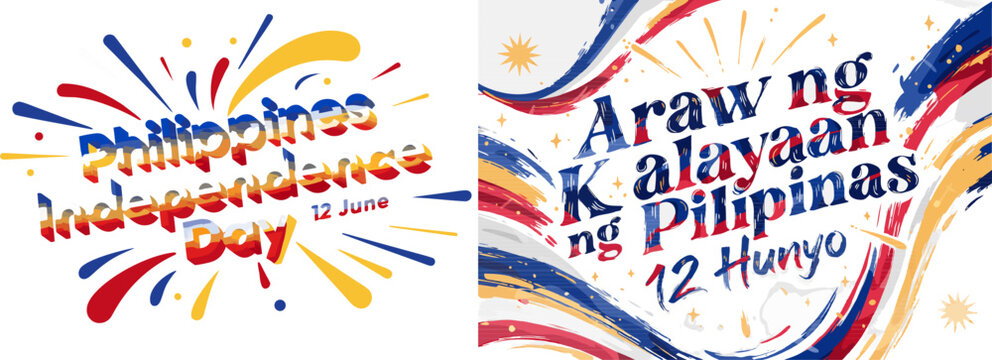 Philippines independence day celebration with araw ng kalayaan ng pilipinas text in colorful design