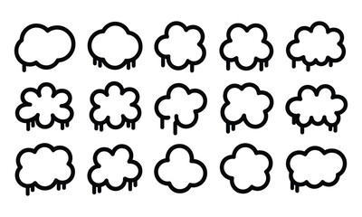 Fototapeta premium Collection of hand drawn cloud shapes with dripping effect for