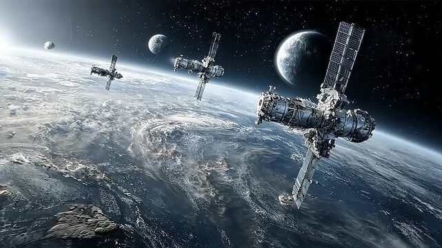 Futuristic Space Station Orbiting Earth - A Vision of Tomorrow.