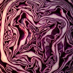 Obraz premium Extreme macro cross-section of red cabbage with water droplets
