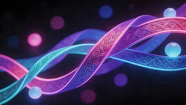 Colorful intertwined ribbons with patterns