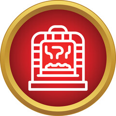 Fototapeta premium Fireplace icon on a red circle symbolizing warmth and domestic interior