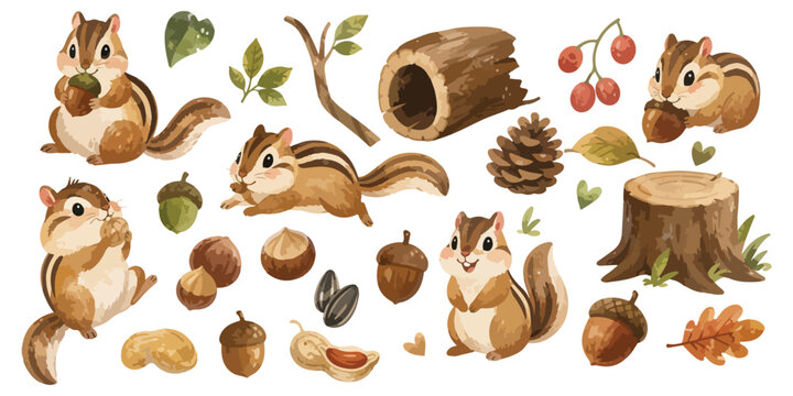 watercolor chipmunk collection