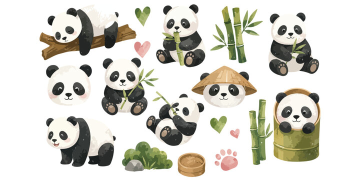 watercolor panda collection