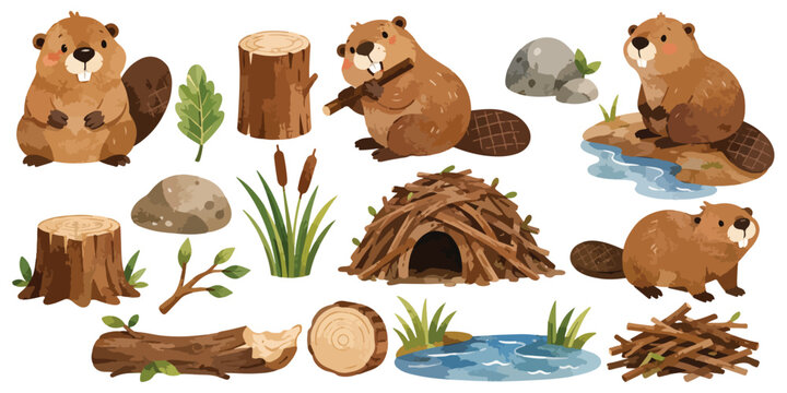 watercolor beaver collection