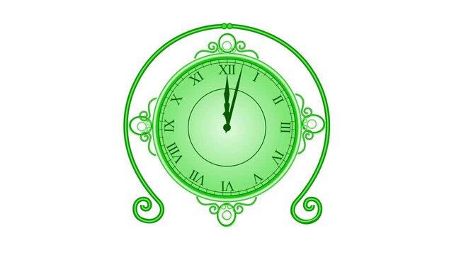 Minimal ornate gold clock face with scrollwork animation