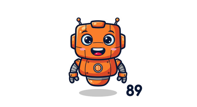 Cute Orange Cartoon Robot Mascot with Number 89