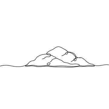 Continuous one line drawing of mountain peaks minimalist landscape silhouette
