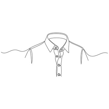 Continuous One Line Drawing of Professional Business Shirt Collar