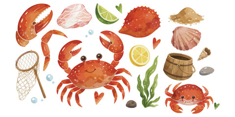 watercolor cute crab collection © dian's