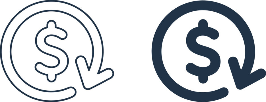Cost saving, icon vector, decreasing dollar symbol for expense reduction financial planning and business efficiency design.