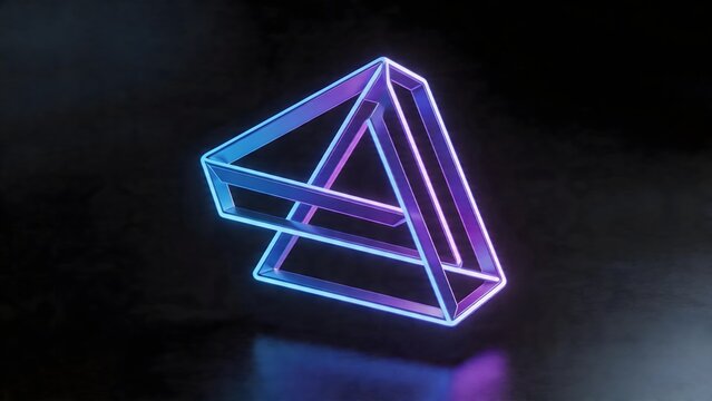 Neon glowing impossible triangle