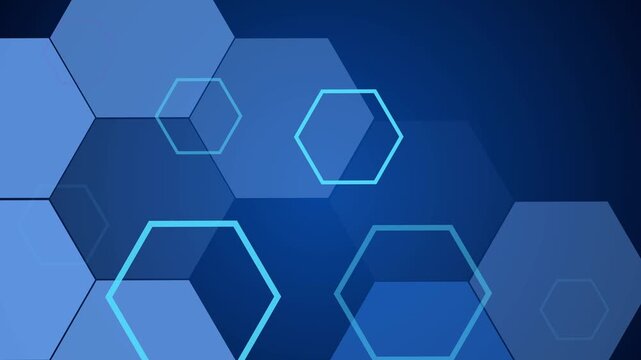 Minimal shape hexagonal tech background animation, Abstract hexagonal pattern on gradient navy background
