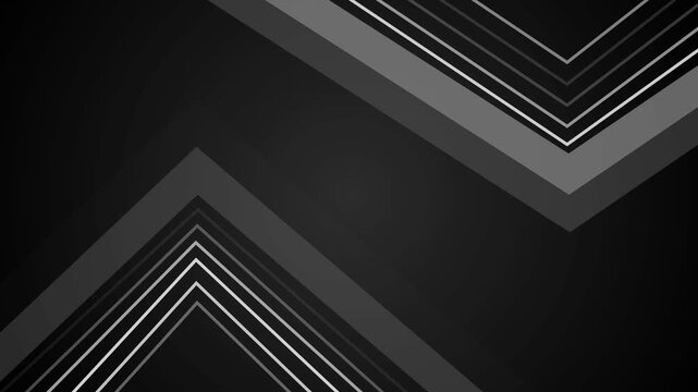 Dark geometric background with chevron shapes and glowing lines animation, modern tech abstract design