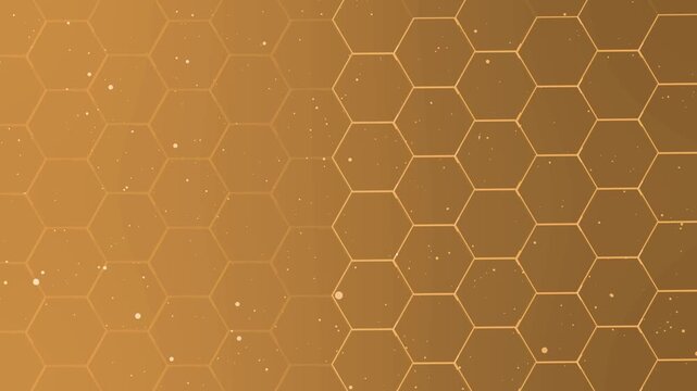 Gradient hexagon pattern background with small scattered light particles animation