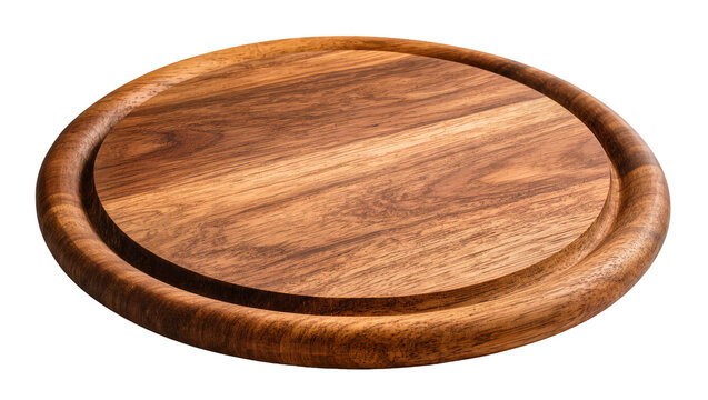 Round wooden cutting board with grooved edge