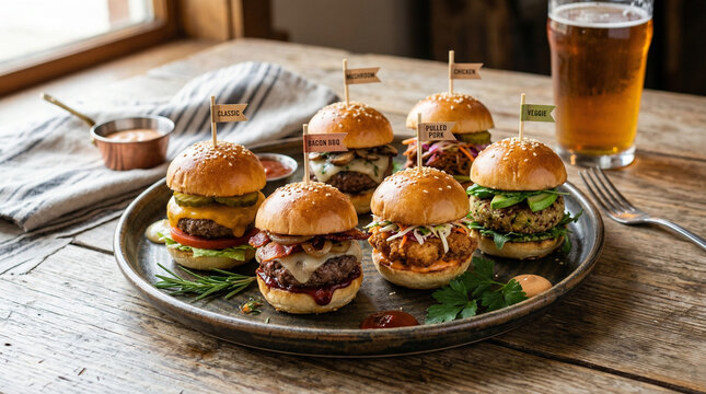 assorted mini sliders burgers