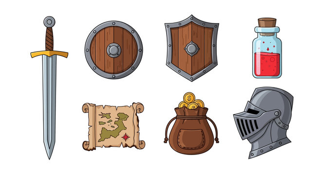 Collection of Medieval Fantasy Game Items and RPG Elements.