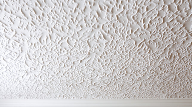 White textured ceiling with ornate popcorn pattern plaster finish, textured