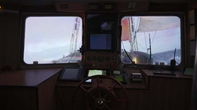 Storm Through Wheelhouse Windows in Drake Passage