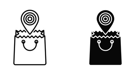 Store location vector icon isolated on white Black and white outline line art and solid glyph silhouette © MSTRahima