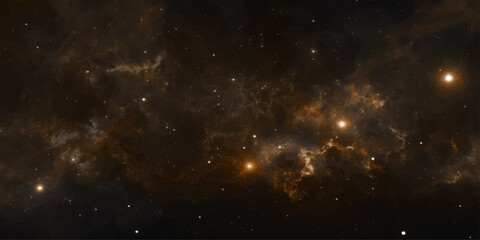 Abstract galaxy space background with stars and nebula in deep brown cosmic universe illustration © RD Visuals
