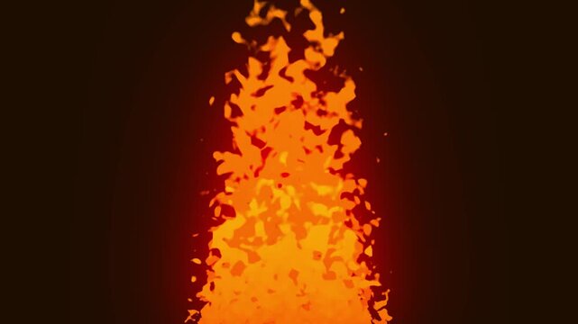 Animated Fire Flames Burning Brightly on a Dark Background, A dynamic animation of vibrant orange and yellow fire flames flickering and dancing against a deep, dark background, creating a sense 