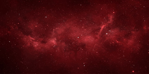 An abstract red and black grunge background evokes a deep space galaxy nebula filled with bright stars and cosmic light across a dark fantasy universe © RD Visuals