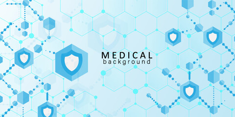 Obraz premium Medical and health background illustration. Abstract background, modern medical hexagon model. Creative idea for medical, or science designs. eps10.