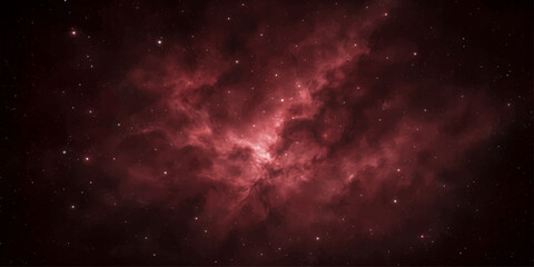 Abstract space background with stars, galaxy and nebula in a dark red cosmic night sky loop illustration © RD Visuals