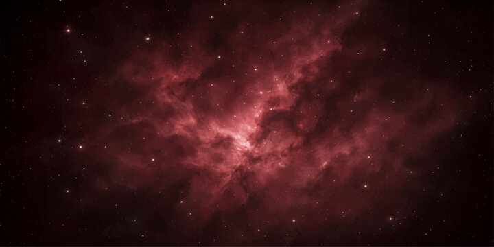 Abstract space background with stars, galaxy and nebula in a dark red cosmic night sky loop illustration